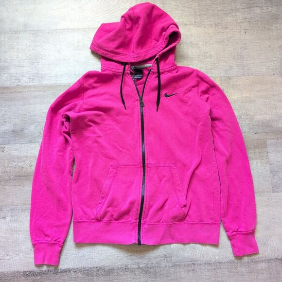 Vintage Nike Jacket Womens Size Large Pink Zip Up Hooded Pockets Athletic Y2K - Picture 1 of 8